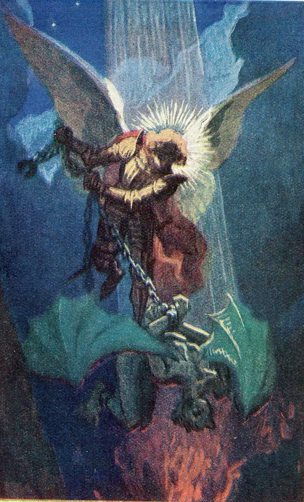 Gebhard Fugel’s painting of an angel binding the dragon with a great chain