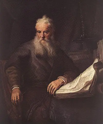 Rembrandt’s portrait of the Apostle Paul, seated with an open book